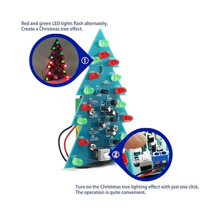 Soldering Practice Kit DIY Mini 2-Color Xmas Tree Plug-in Circuit Kit Learn