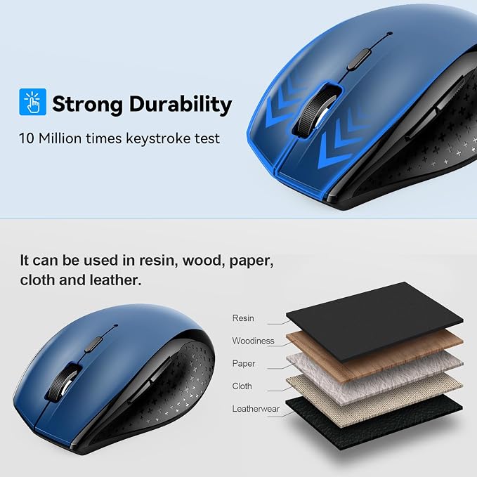 TECKNET Bluetooth Mouse, 4800 DPI Wireless Mouse, 2-Year Battery 6 Adjustable