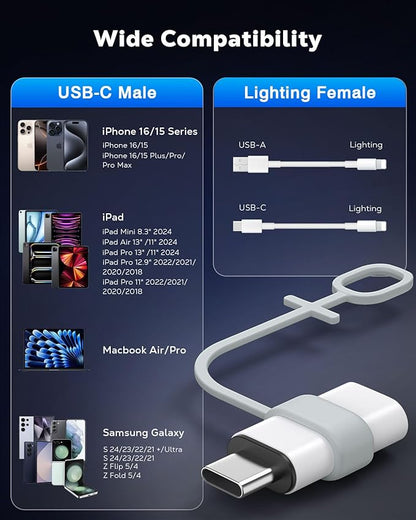 MoKo Lightning to USB C Adapter 2Pack, NOT