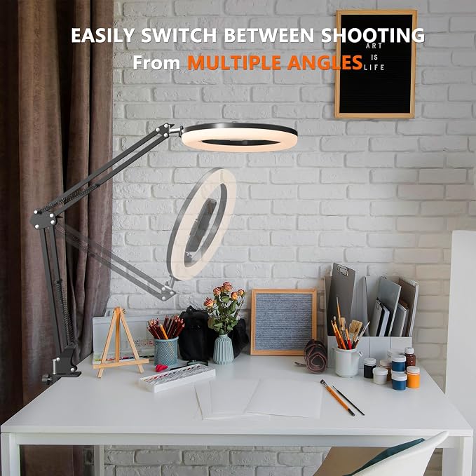 Overhead Phone Mount with Ring Light, 10’’ LED Selfie Light
