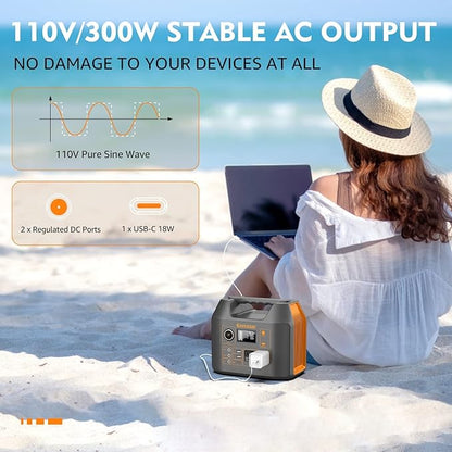 Enginstar Solar Generator, 296Wh Portable Power Station, 110V Pure Sine Wave