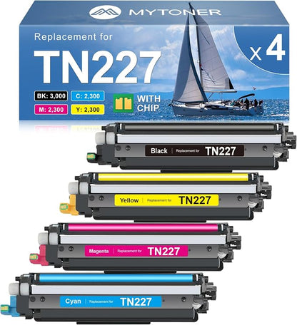 MYTONER TN227 High Yield Toner Cartridge 4 Pack Compatible Replacement
