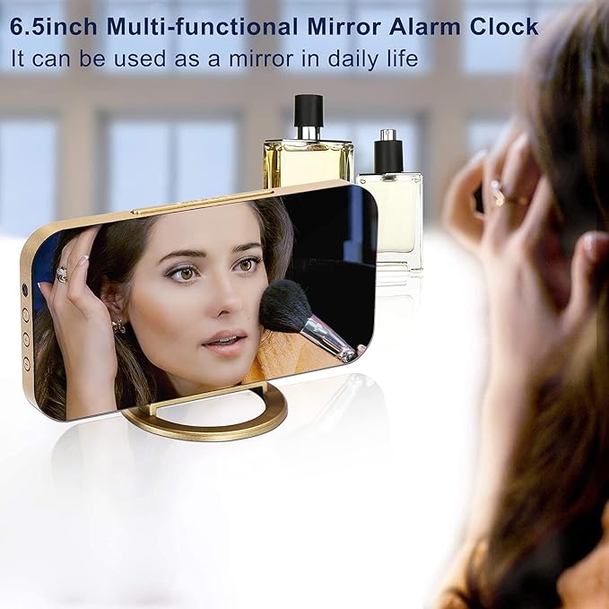 SZELAM Digital Alarm Clock, LED and Mirror Desk Clock Large Display,