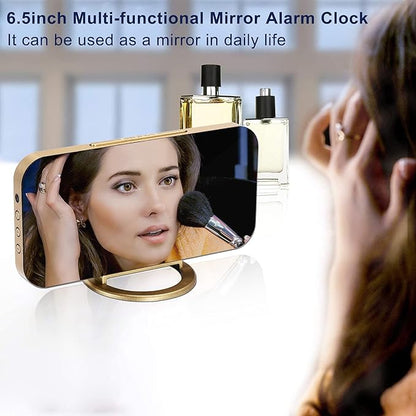 SZELAM Digital Alarm Clock, LED and Mirror Desk Clock Large Display,