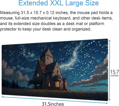 Anime Art Starry Sky Castle Desk Mat