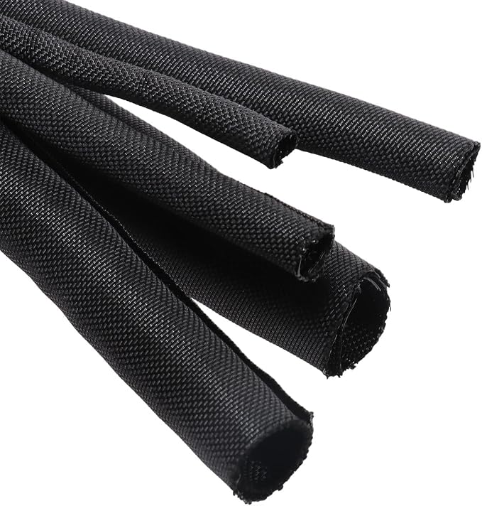 Braided Wire Loom Mesh Woven Black Split Sleeving