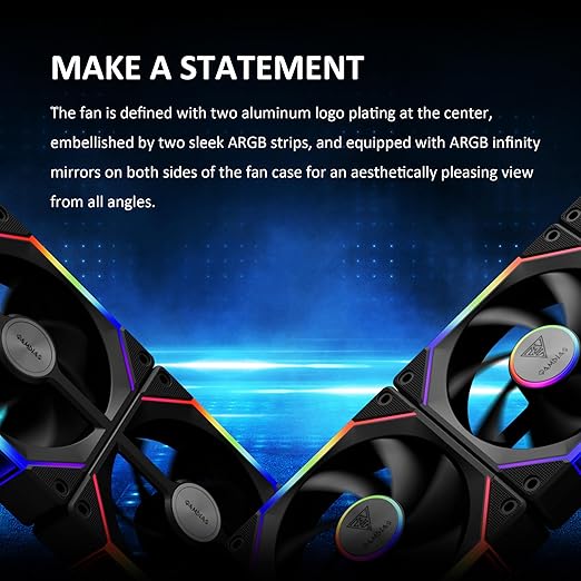 GAMDIAS AEOLUS P2-1203 120mm ARGB PWM Fan, Include Reverse Fan Blade x3 &