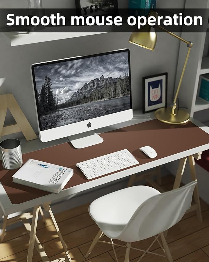 Leather Desk Pad Protector, Mouse Pad, Non-Slip PU Leather Desk Blotter