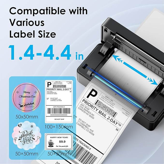 Shipping Thermal Label Printer, 4x6 Portable Label Printer, Support iPhone