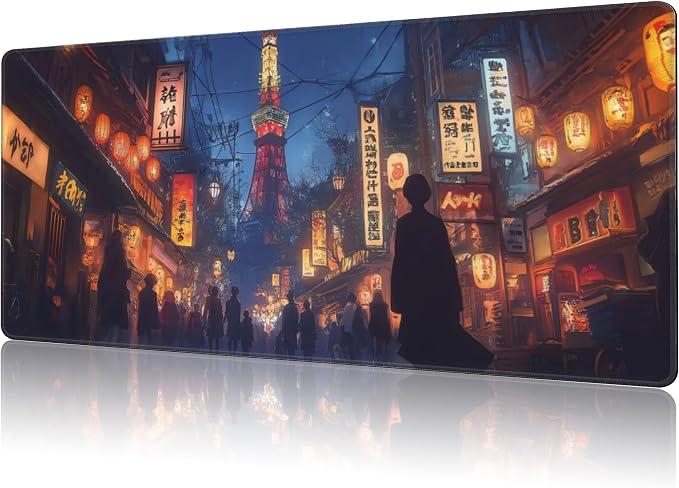 Mouse Pad Large Bustling Street in Tokyo Non-Slip Gaming Desk Mat
