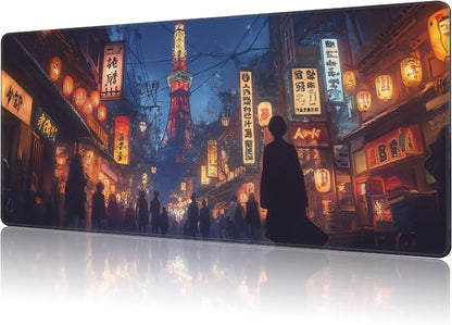 Mouse Pad Large Bustling Street in Tokyo Non-Slip Gaming Desk Mat