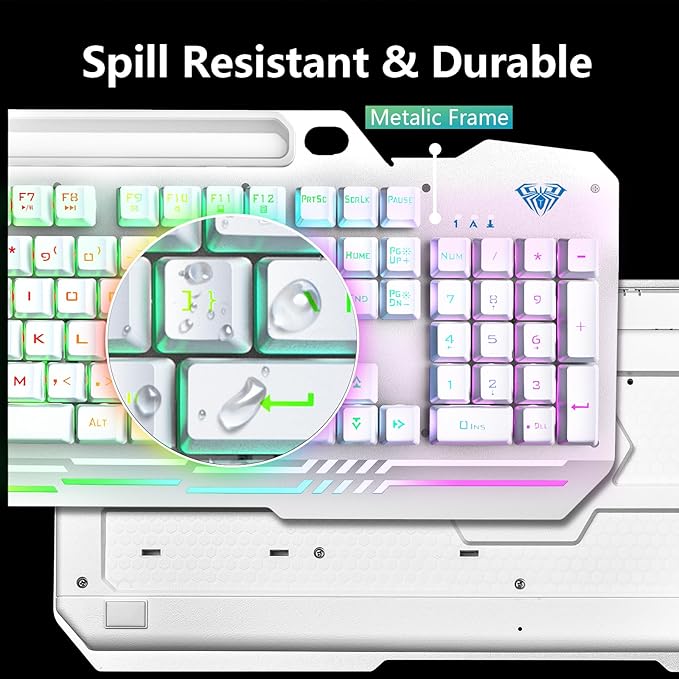 AULA Gaming Keyboard, T102 104 Keys Keyboard and Mouse Combo, USB Wired