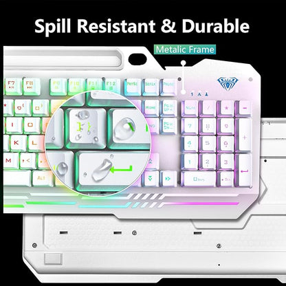 AULA Gaming Keyboard, T102 104 Keys Keyboard and Mouse Combo, USB Wired