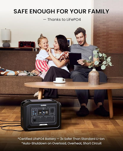 OUPES Mega 1 Portable Power Station, 1024Wh LiFePO4 Battery w/ 4 2000W AC