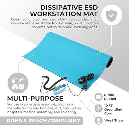 MWRF ESD Mat Kit with Wrist Strap and Grounding Cord
