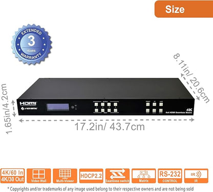 J-Tech Digital 4k 2x2 4K60Hz HDMI Video Wall Controller Multiviewer Seamless