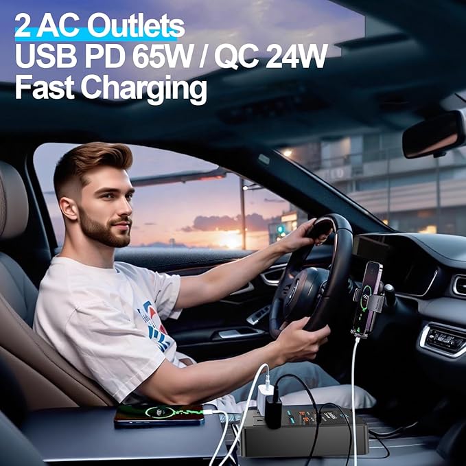 300W Car Power Inverter, DC 12V to 110V AC Car Plug Adapter