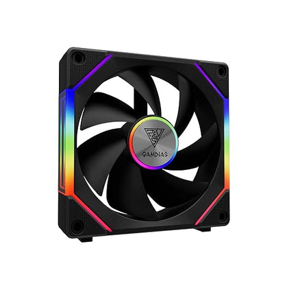 GAMDIAS 120mm ARGB PWM Case Fan, 2 Blades in 1 Fan Pack, Sync