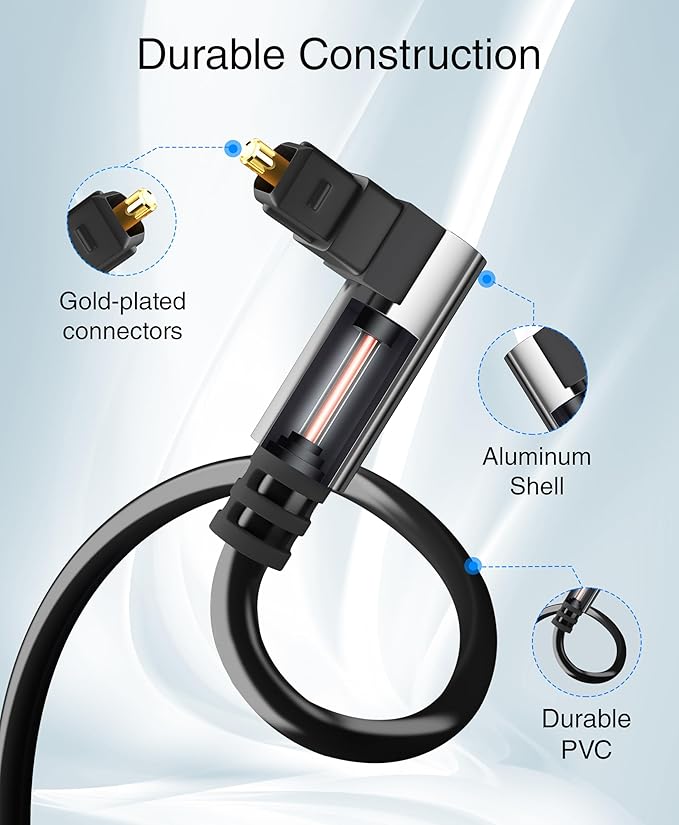 BlueRigger Optical Audio Toslink Cable - 35FT - Fiber Optic Compatible