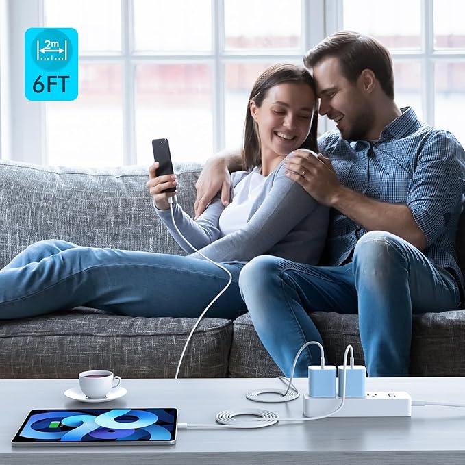 【Apple MFi Certified】20W USB C Fast Charger iPhone 16 15 Charge Block 3Pack 6