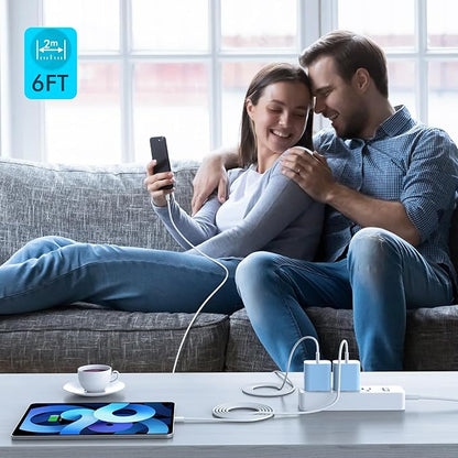【Apple MFi Certified】20W USB C Fast Charger iPhone 16 15 Charge Block 3Pack 6