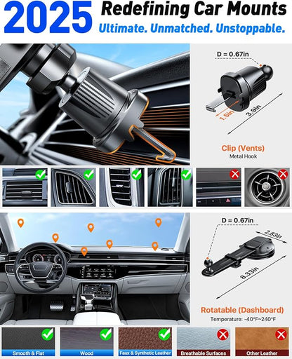 YRU Cell Phone Automobile Cradles Dashboard Windshield Pickup Truck Phone Mount
