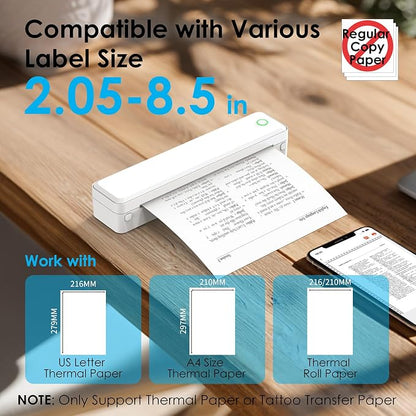 Portable Thermal Printer, Home Use, Office&School – Supports 8.5" x 11" US