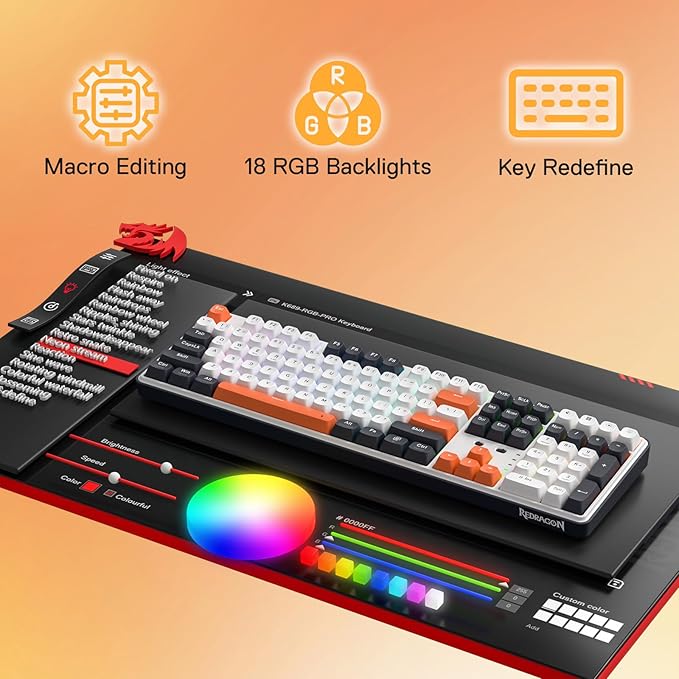 Redragon K689 PRO Wireless Gasket RGB Gaming Keyboard, 108 Keys Mechanical