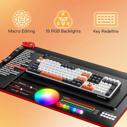 Redragon K689 PRO Wireless Gasket RGB Gaming Keyboard, 108 Keys Mechanical