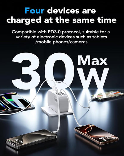 Retractable USB C Charger Wall Plug