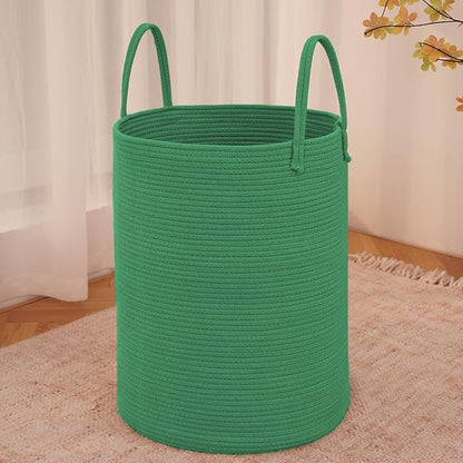 Large Woven Laundry Basket Hamper, 100L Cotton Rope Storage Bin