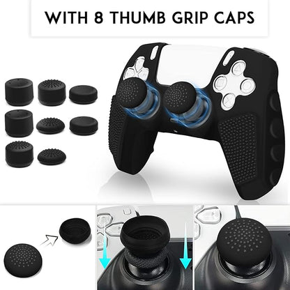 SIKEMAY Anti-Slip PS5 Controller Skin, Soft Thicken Non-Slip Studded Silicone
