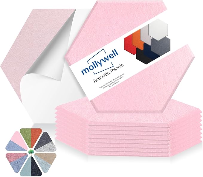 Mollywell Hexagon Acoustic Panels, High Density, Soundproofing, Decorative