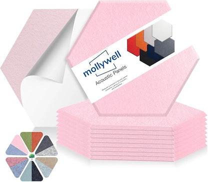 Mollywell Hexagon Acoustic Panels, High Density, Soundproofing, Decorative