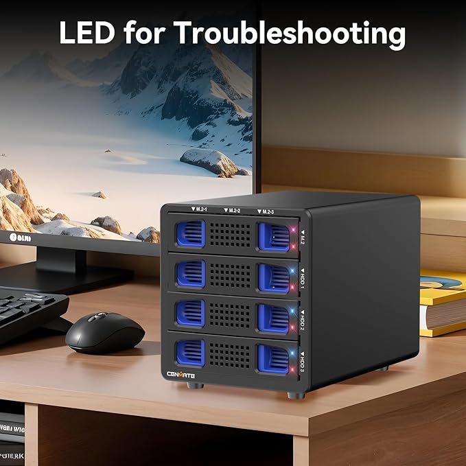 Hybrid 3*2.5/3.5" SATA HDD/SSD+3* M / B+M Key M.2 NVMe Enclosure