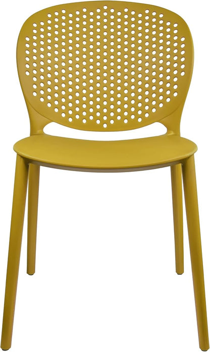 2xhome Set of 2 Patio Dining Chairs | Modern Stackable Outdoor Pool Side Chair | Weather Resistant Plastic for Yard, Porch, Balcony, Kitchen, Yellow