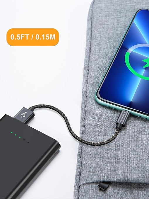 CableCreation Short iPhone Charger Cable 0.5FT/0.15m, USB A to Lightning Cable