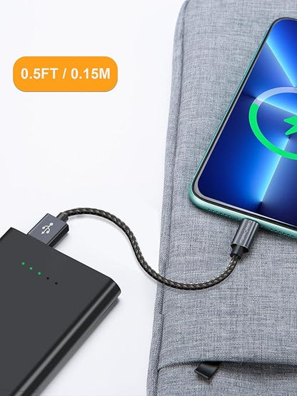 CableCreation Short iPhone Charger Cable 0.5FT/0.15m, USB A to Lightning Cable