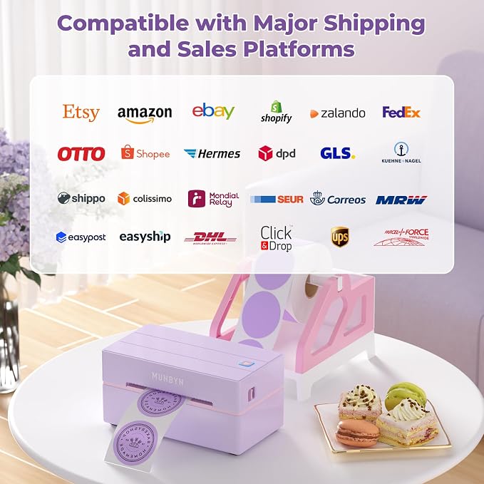 MUNBYN Bluetooth Thermal Label Printer, 130B Wireless 4x6 Shipping Label Printer