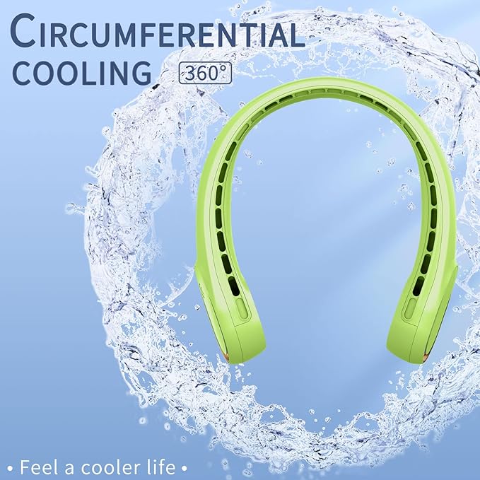 FrSara Bladeless Portable Neck Fan, 360° Surround Wind, Ultra-Quiet, USB