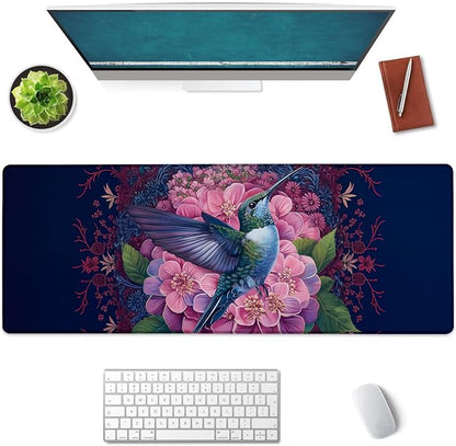 Floral and Hummingbird Large Mouse Pad, Gaming Mouse Pad, Keyboard Mat