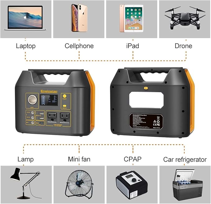 Enginstar Solar Generator, 296Wh Portable Power Station, 110V Pure Sine Wave