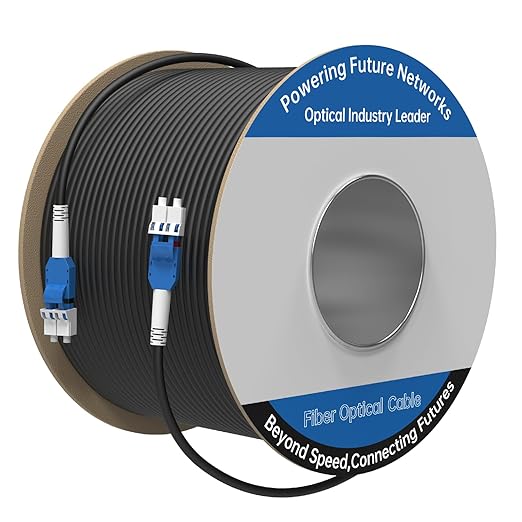 1000M/3281FT LC to LC Armored Outdoor Fiber Optic Cable, Single Mode Duplex