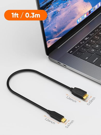 CableCreation 1FT USB C to Micro B Cable, 10Gbps Speed External Hard Drive