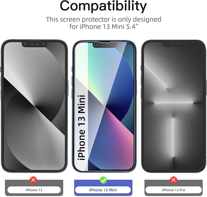 NEW'C 3 Pack Privacy for iPhone 13 Mini Screen Protector, Enhanced 28-Degree