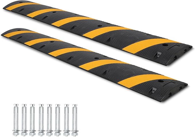 Heavy Duty Speed Bumps for Driveway, 2 Pack 6Ft Rubber Speed Bumps, 2 Channel