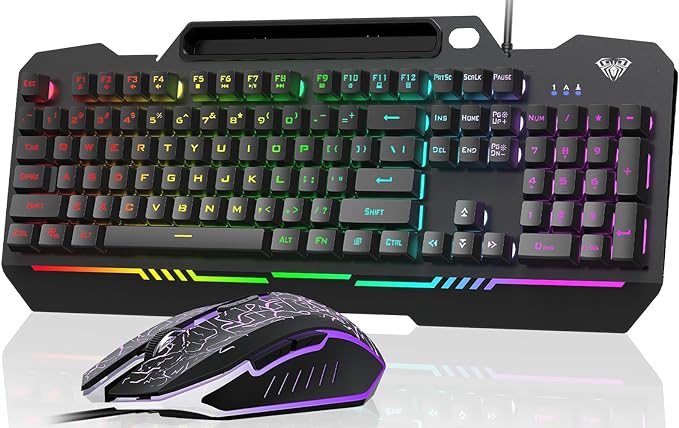 AULA Gaming Keyboard, T102 104 Keys Gaming Keyboard and Mouse Combo