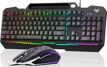 AULA Gaming Keyboard, T102 104 Keys Gaming Keyboard and Mouse Combo