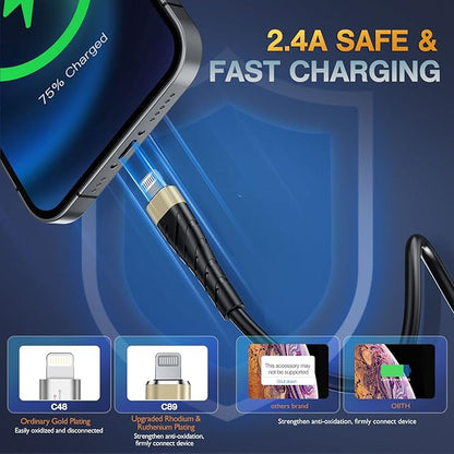 OIITH MFi Certified Short for iPhone Charger Cable 3 Pack 1 Ft, 12 inch for