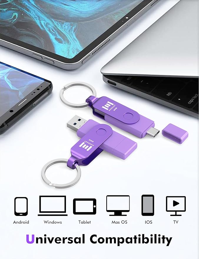 MOSDART 64GB USB3.1 Fast Speed C and A Dual Flash Drive, exFAT Memory Stick